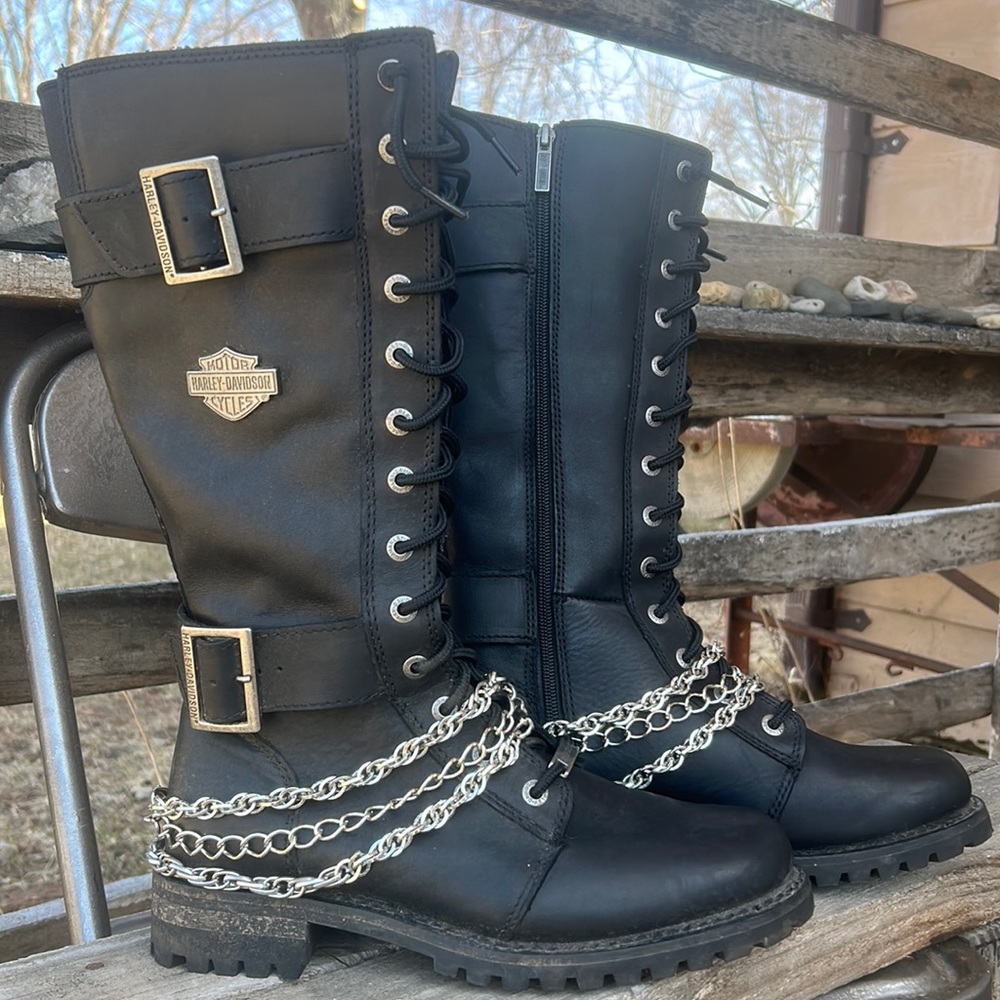 Harley Davidson belhaven waterproof lace up faux leather riding motorcycle boots
